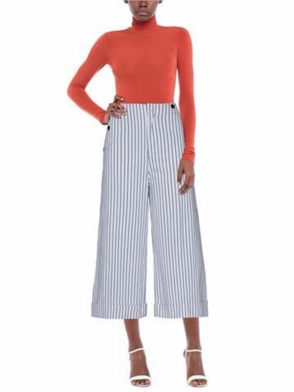 DONDUP Italian Made Striped Twill Culottes- US 8/ EU 4- MSRP $400